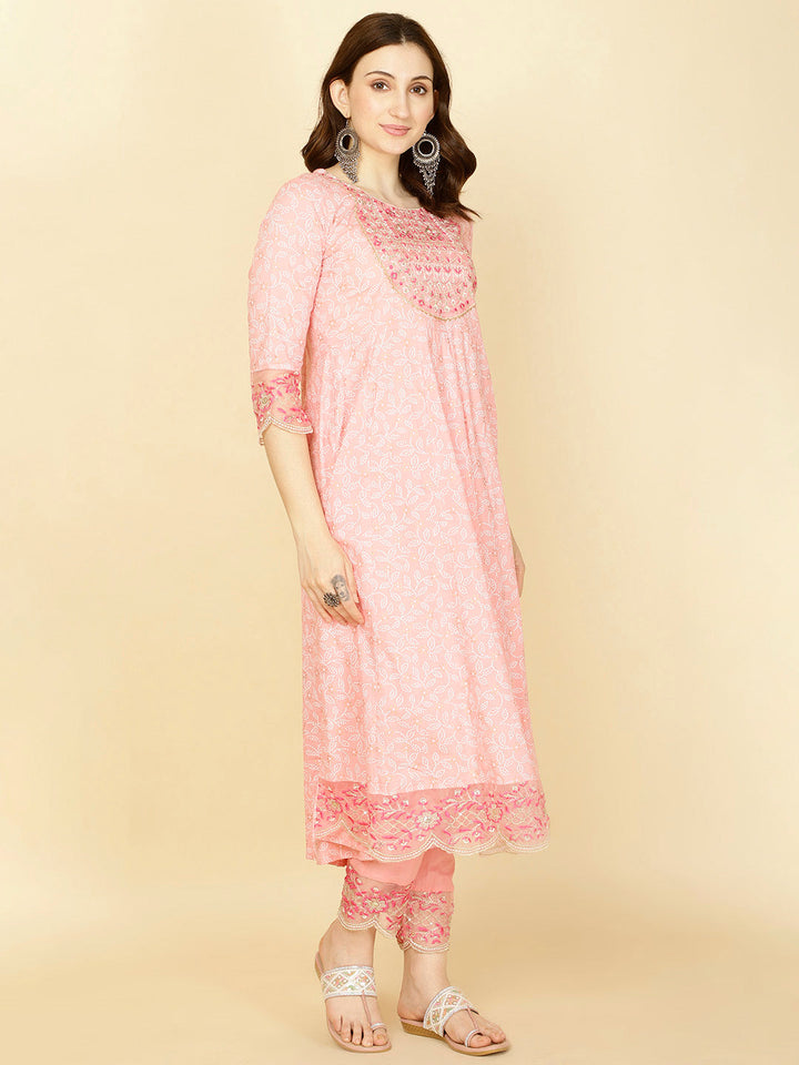 Booti Printed Cotton Kurta With Pants &amp; Dupatta