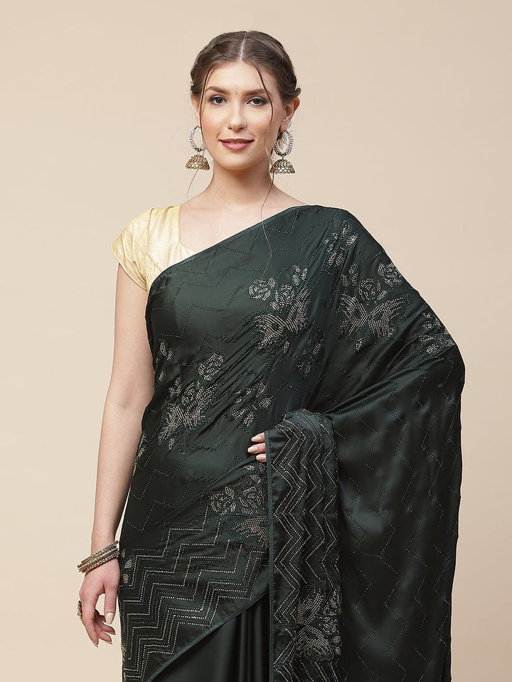 Stone Embroidered Satin Saree