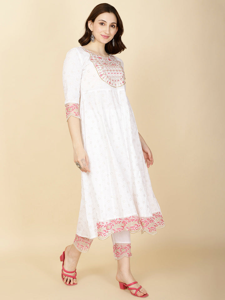 Booti Printed Cotton Kurta With Pants &amp; Dupatta
