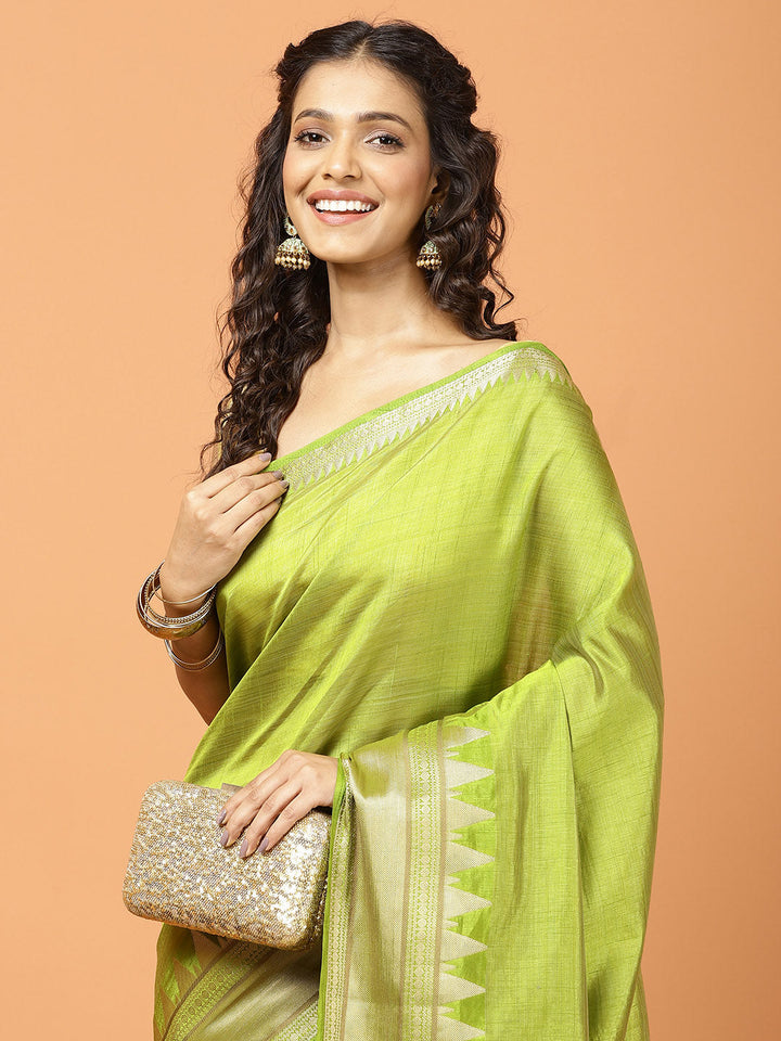 Plain Zari Border Art Silk Woven Saree