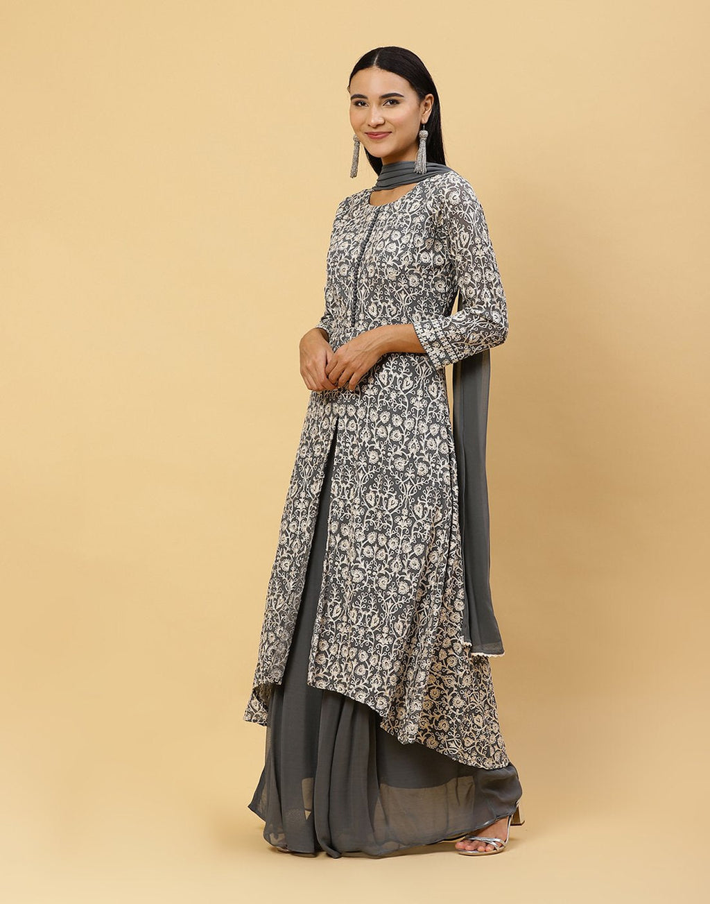 Embroidered Georgette Salwar Kameez Stitched Suit With Art Silk Dupatta