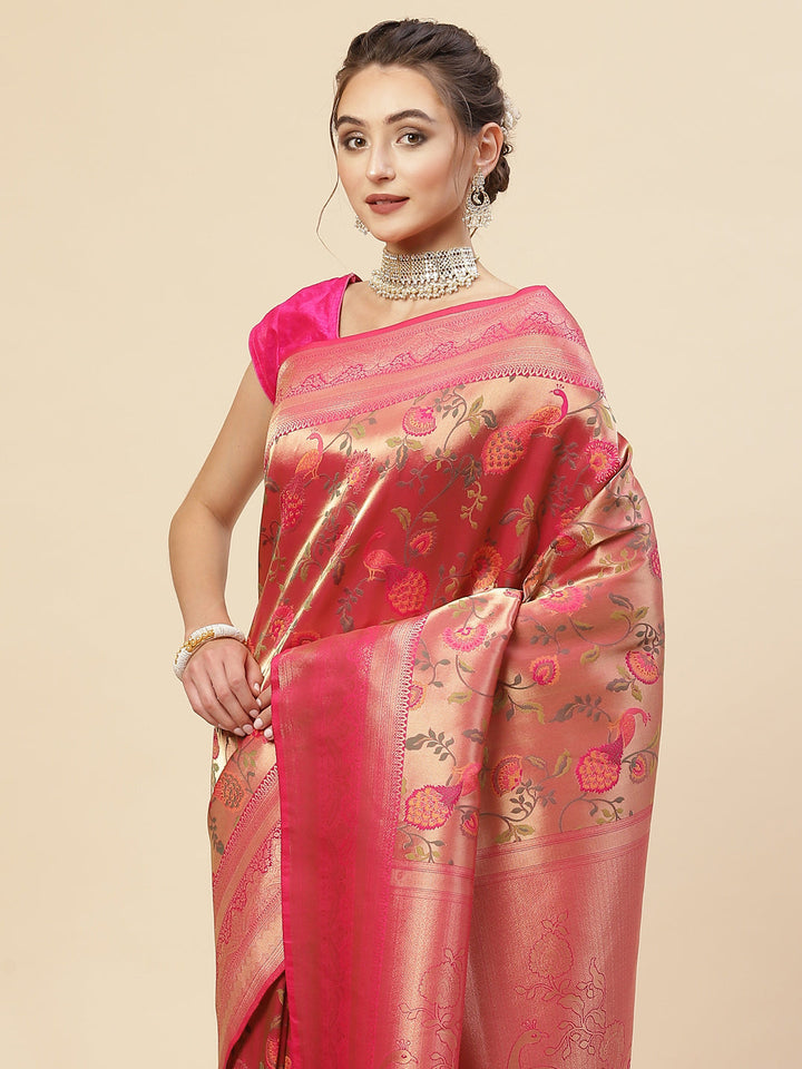 Floral Zari Jaal Handloom Woven Saree