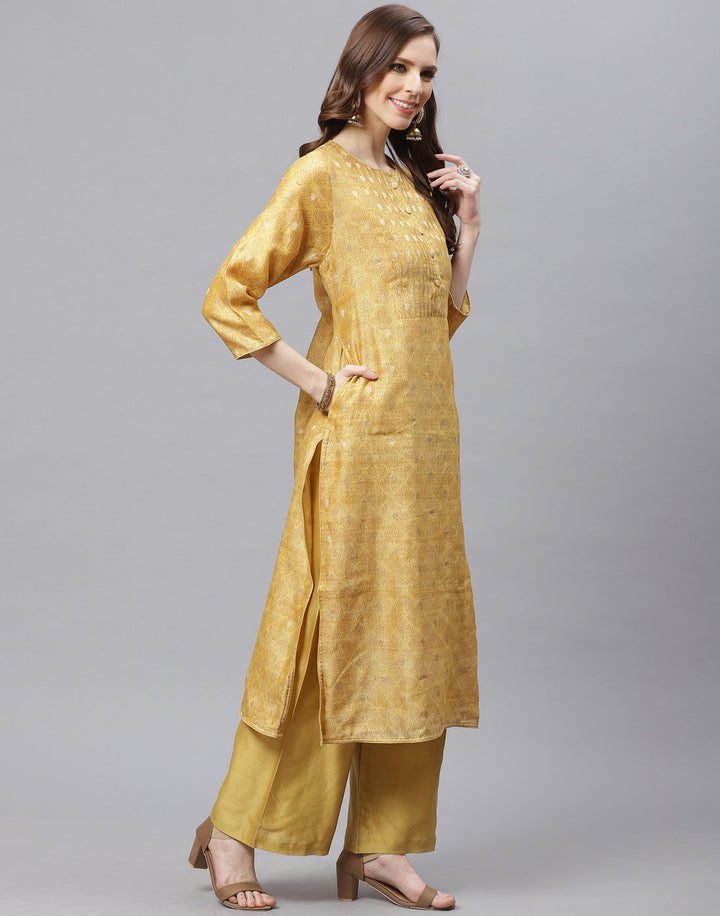 Straight Chanderi Kurta with Plazzo Pants