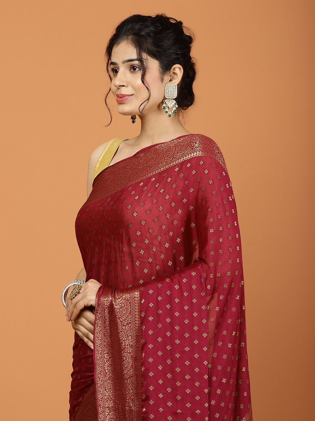 Zari Border Woven Chiffon Saree