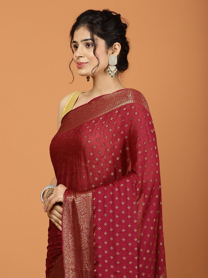 Zari Border Woven Chiffon Saree