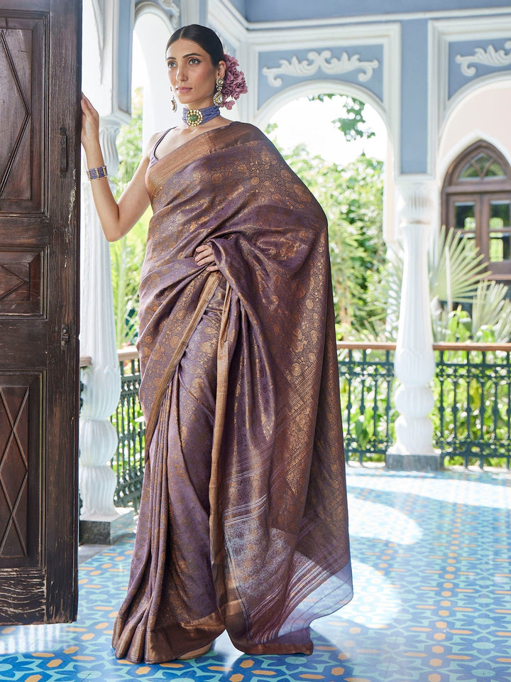 Antique Jaal Crepe Plain Saree