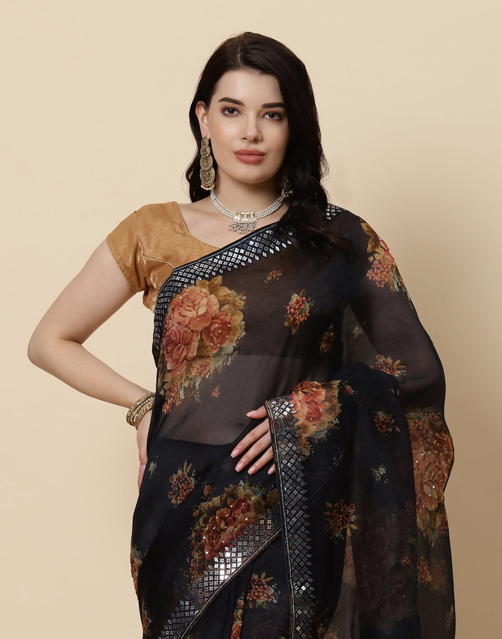 Printed Organza Kora Saree