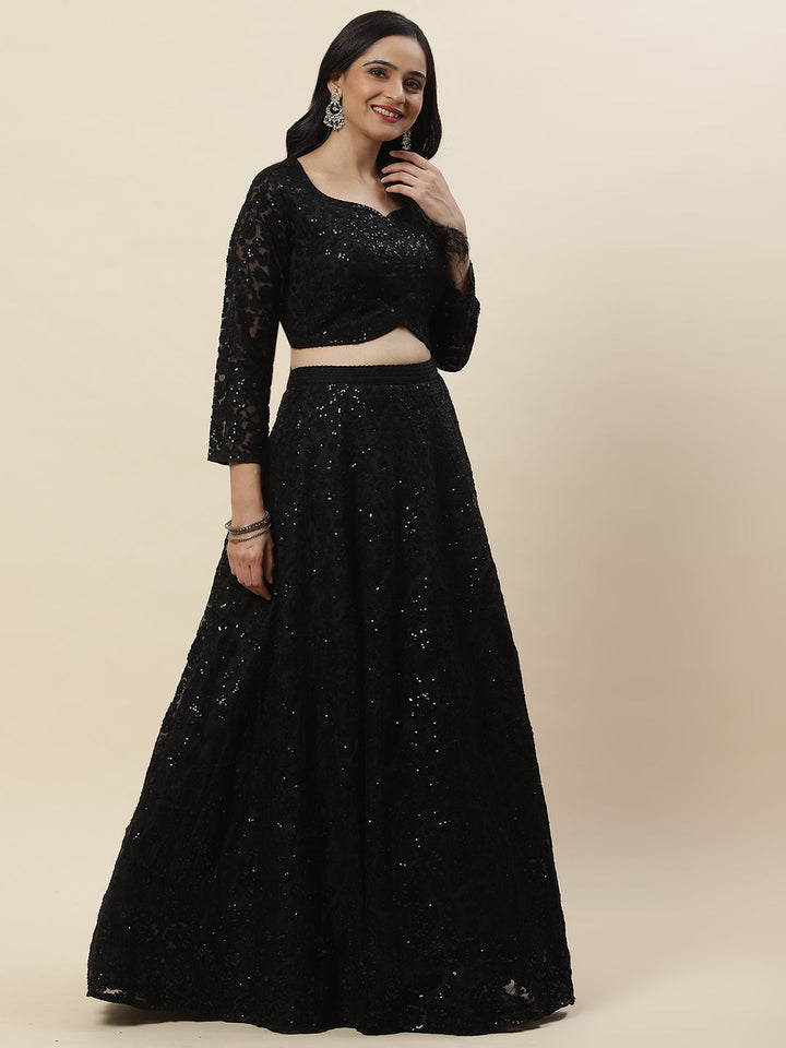 Sequence Work Georgette Choli With Lehenga &amp; Dupatta