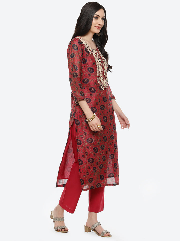 Printed Cotton Chanderi Stitched Salwar Kameez With Dupatta