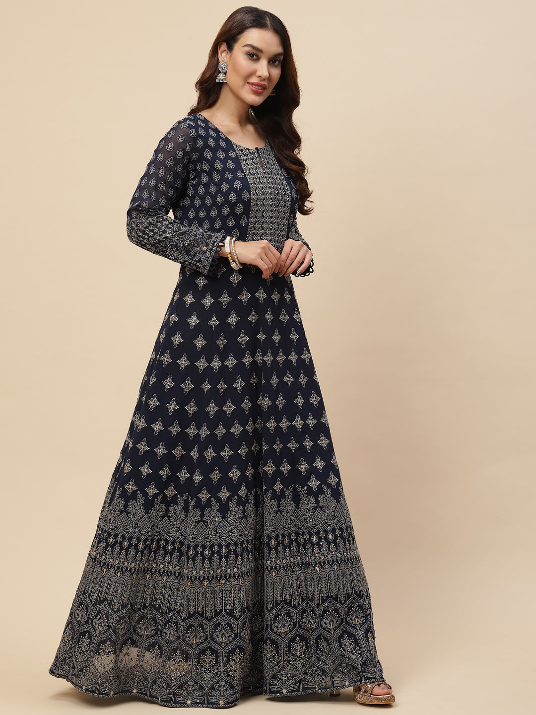 Resham Jaal Georgette Kurta With Churidar &amp; Dupatta