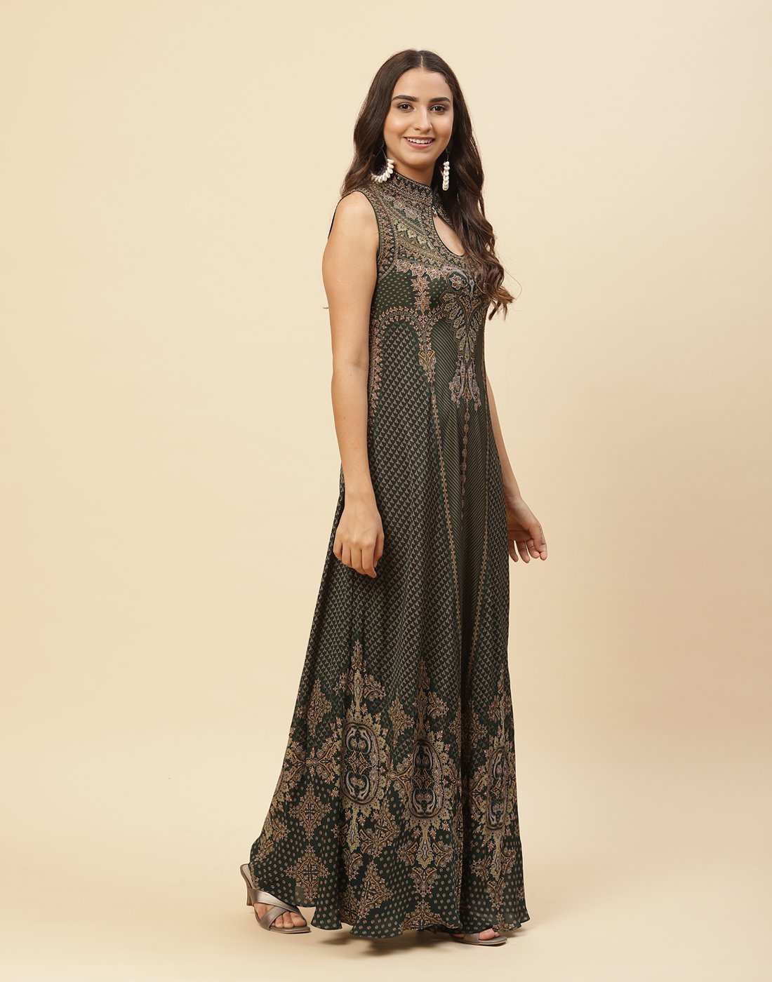 Digital Printed Crepe Gown