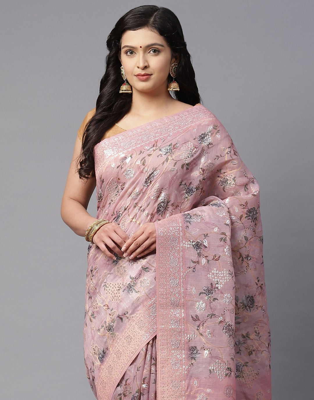 Printed Cotton Chanderi Saree