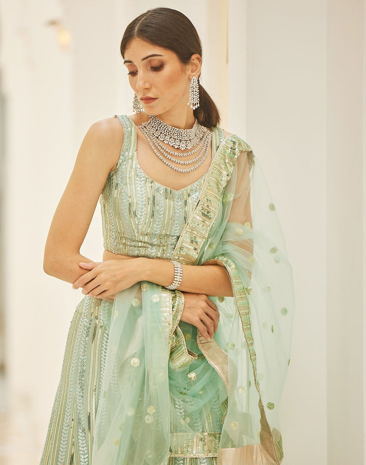 Sequence Embroidered Georgette Lehenga With Net Dupatta