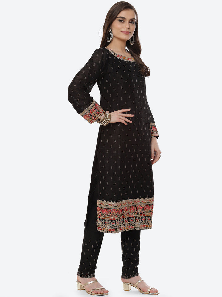 Zari Booti Art Handloom Kurta With Pant Art Silk Dupatta