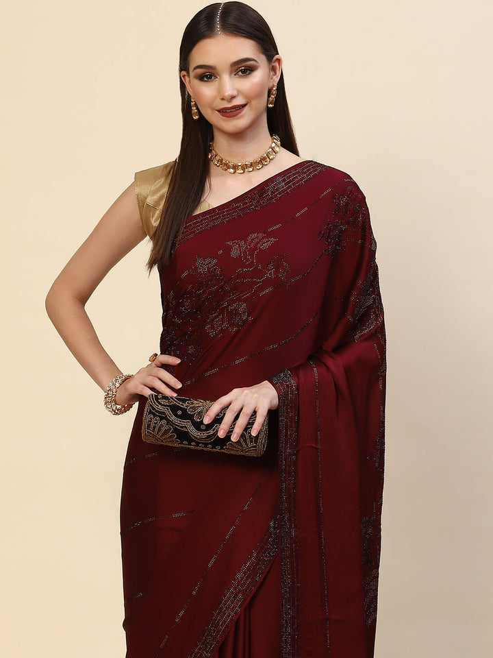 Swarovski Jaal Embroidered Satin Saree