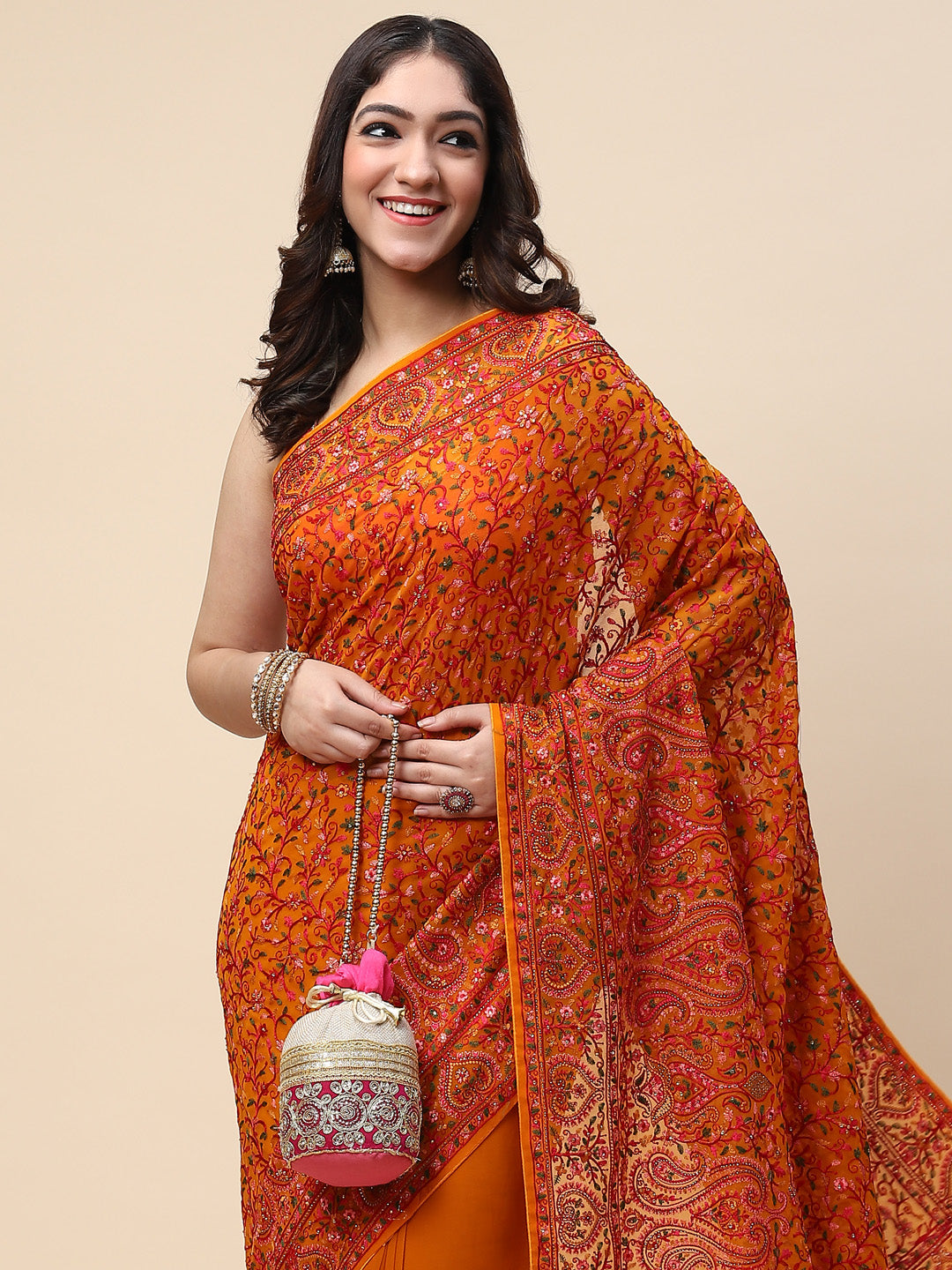 Resham Jaal Embroidered Georgette Saree