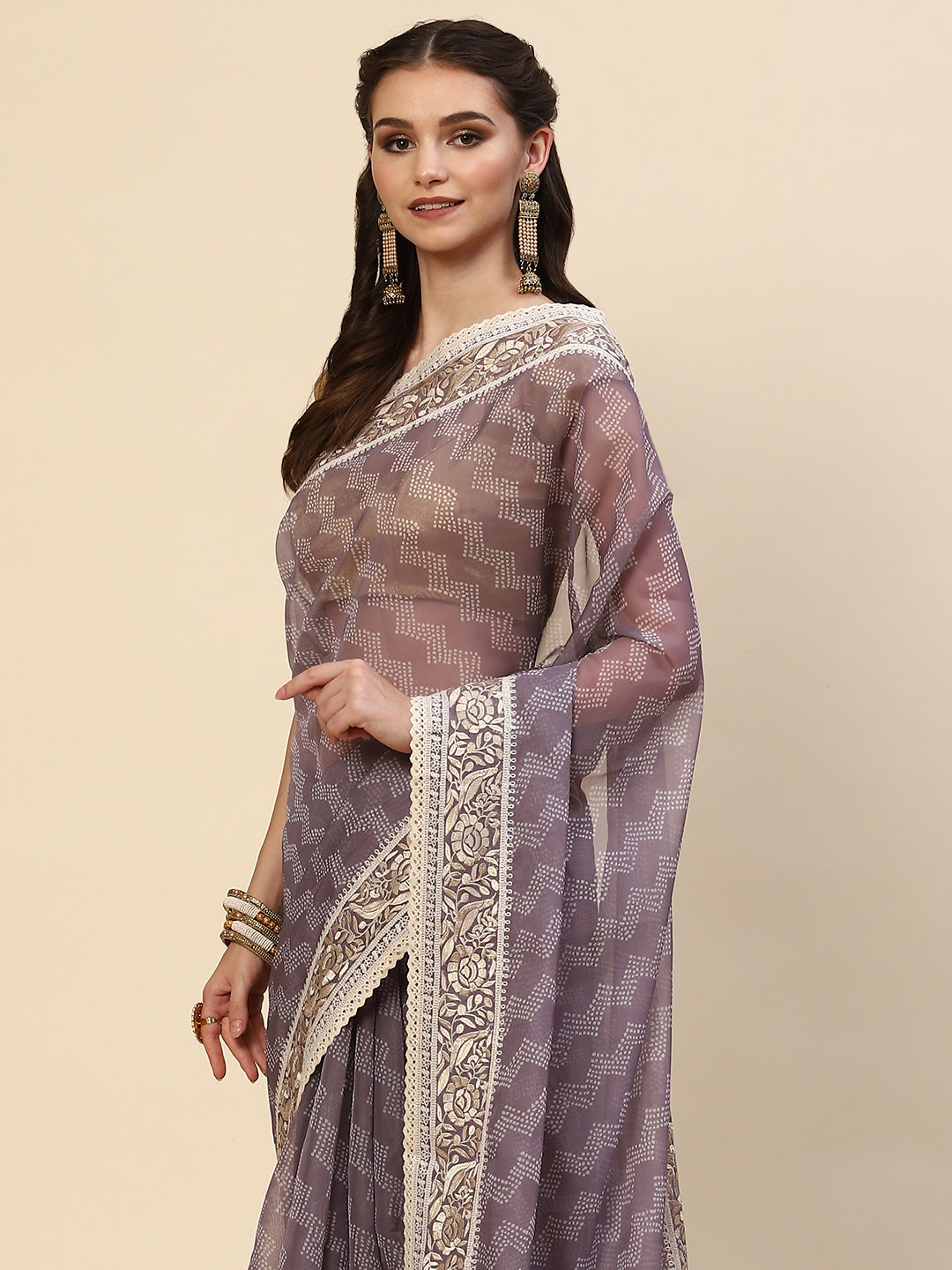 Bandhani Printed Organza Saree