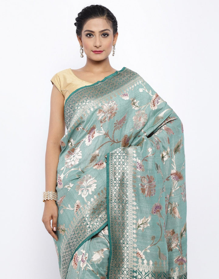 Grey Banarasi Woven Saree