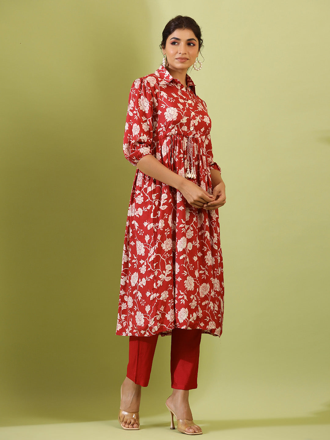 Floral Printed Muslin Kurta With Pants