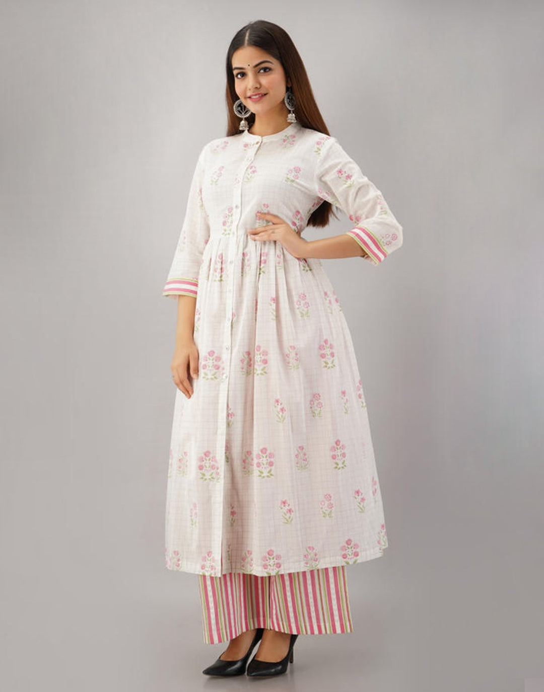 Printed Cotton Anarkali Kurti With Pant