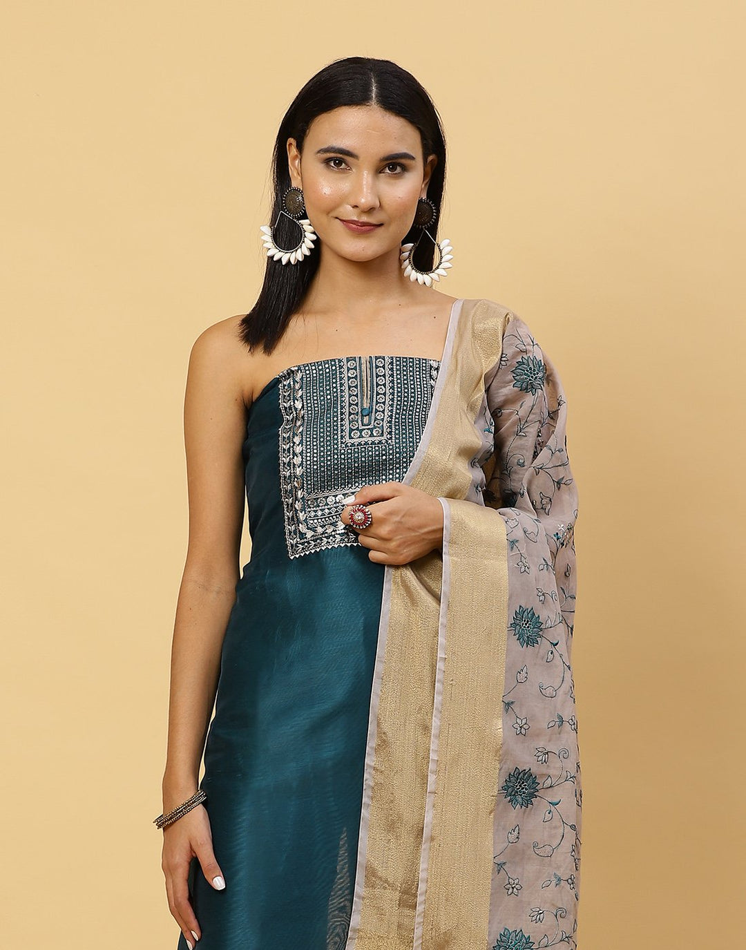 Embroidered Chanderi Suit Piece