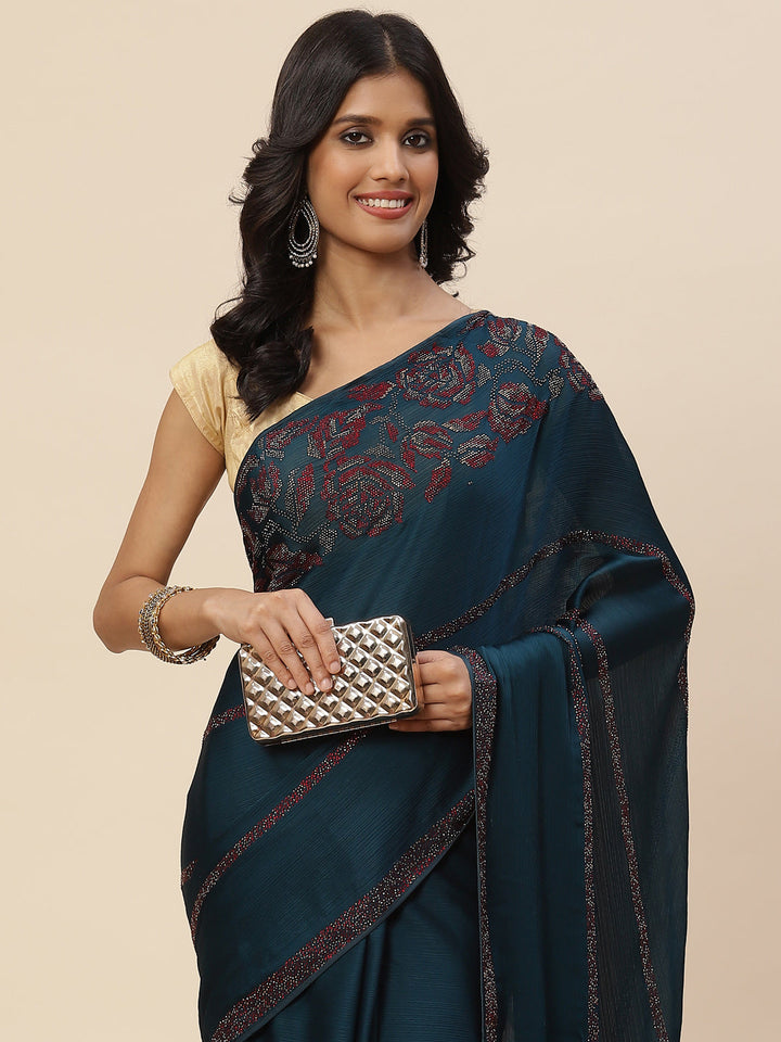 Stone Embroidered Chiffon Saree