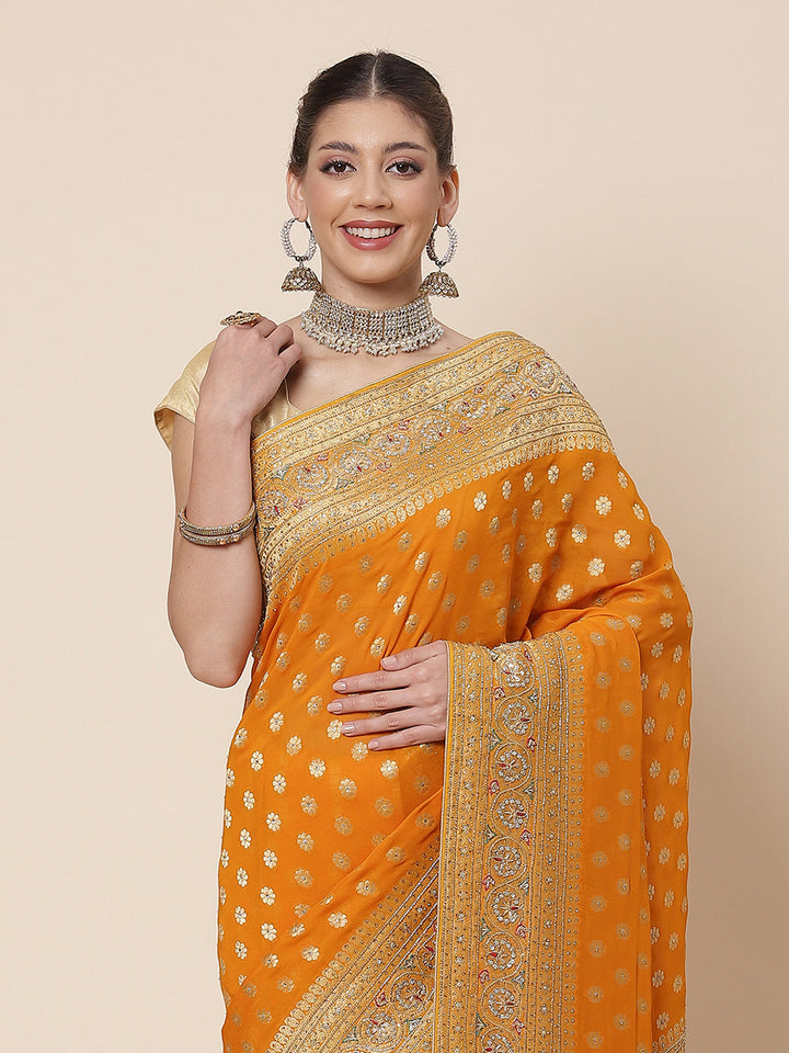 Stone Booti Banarsi Embroided Saree