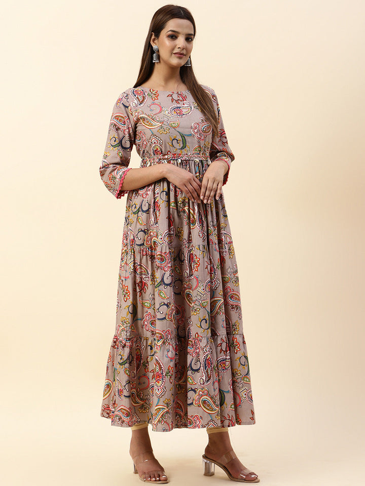 Floral Printed Cotton Anarkali Kurta