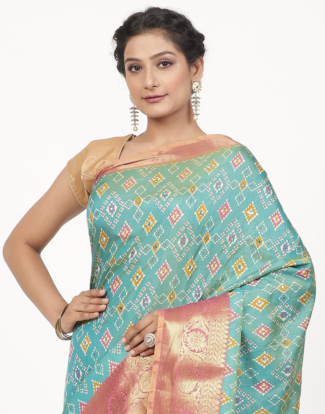 Printed Rajkot Patola Mirror Saree