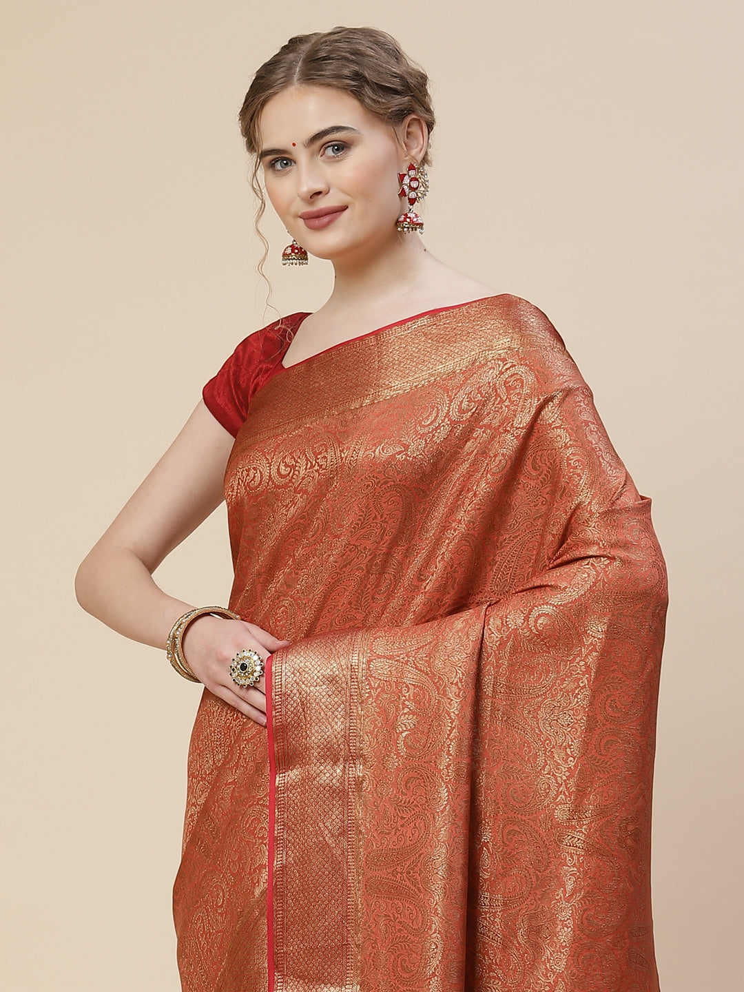 Antique Jaal Crepe Plain Saree