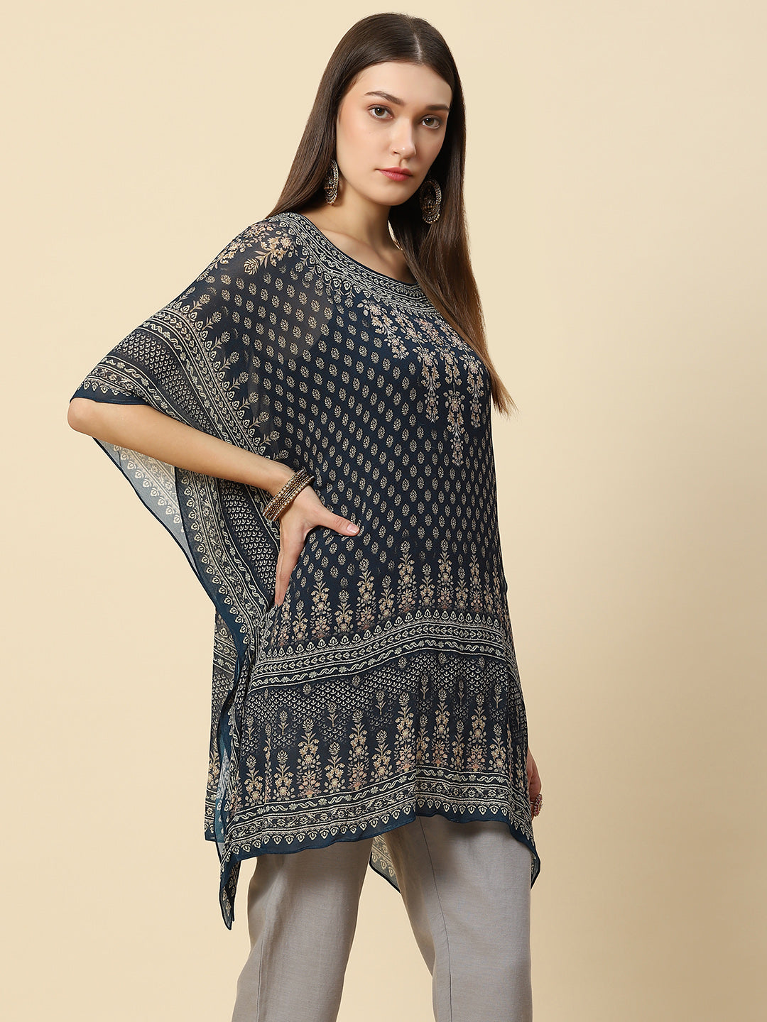 Digital Printed Georgette Kaftan Saree