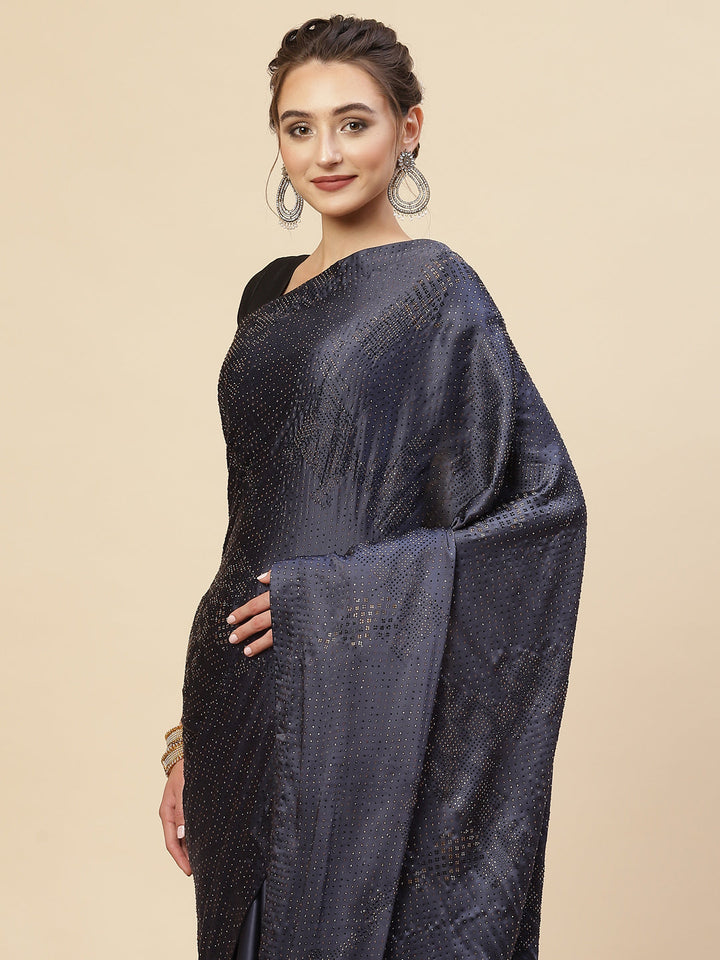 Stone Embroidered Satin Saree