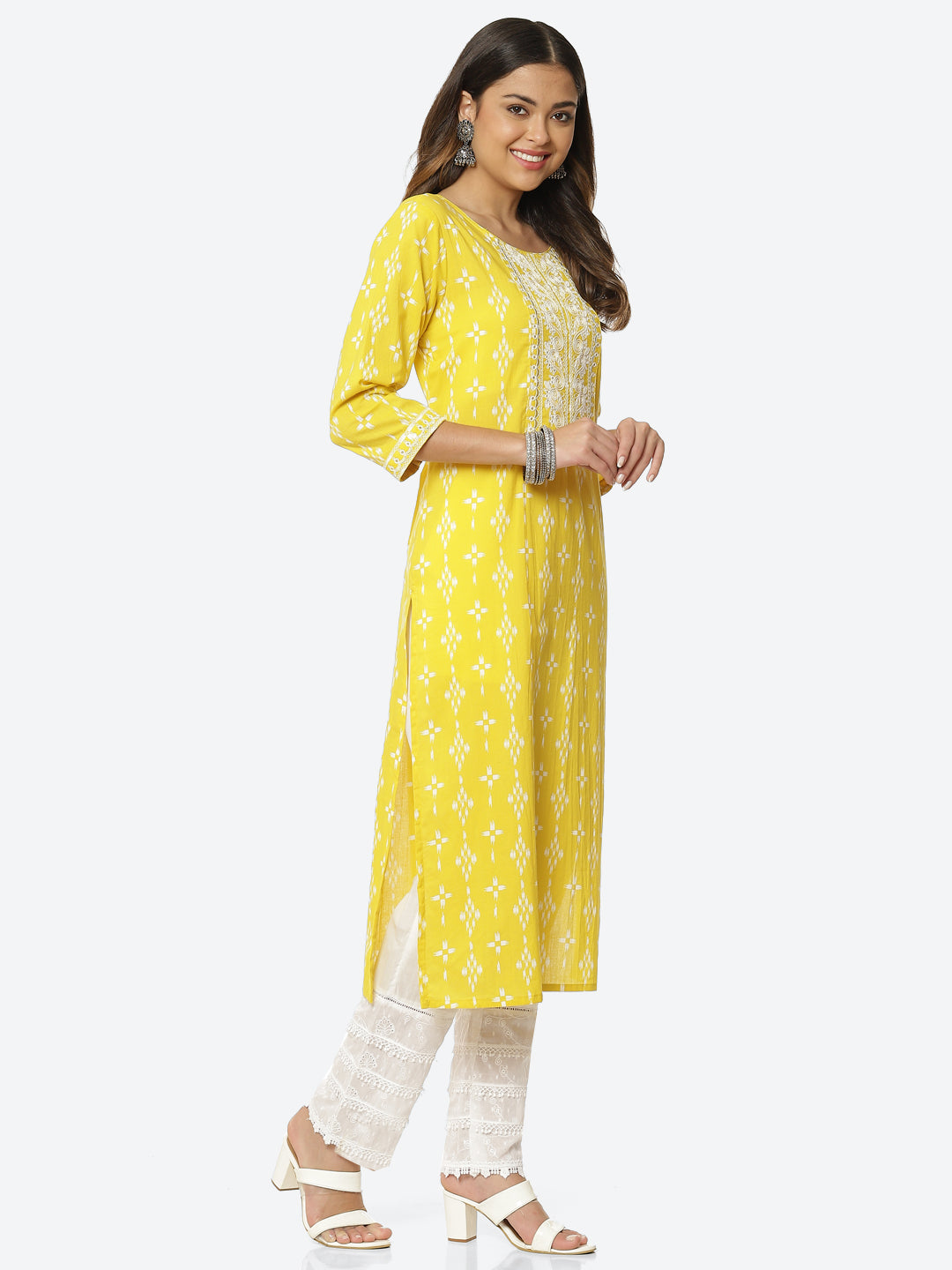 Sequin Work Printed Cotton Kurta
