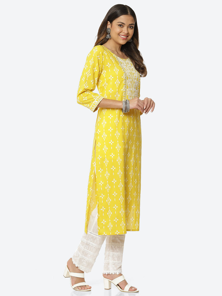 Sequin Work Printed Cotton Kurta