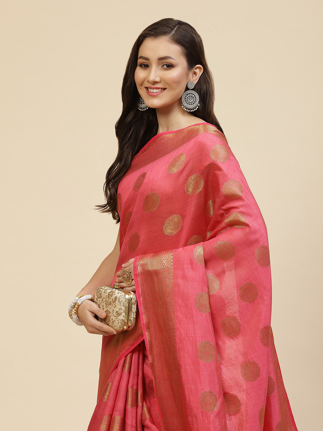Zari Border Booti Handloom Woven Saree
