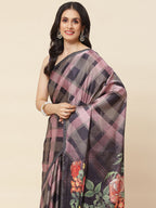 Abstract Digital Printed Satin Saree