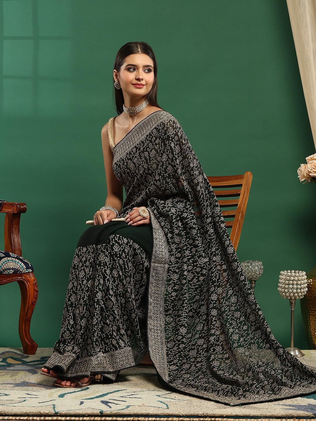 Embroidered Georgette Saree