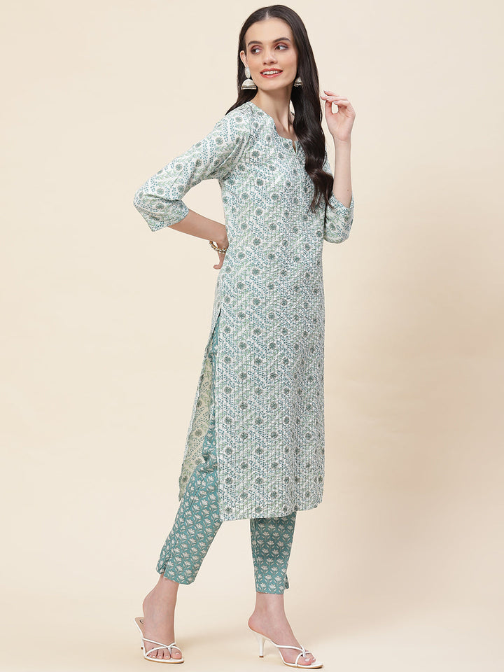 Printed Cotton Kurta With Pants