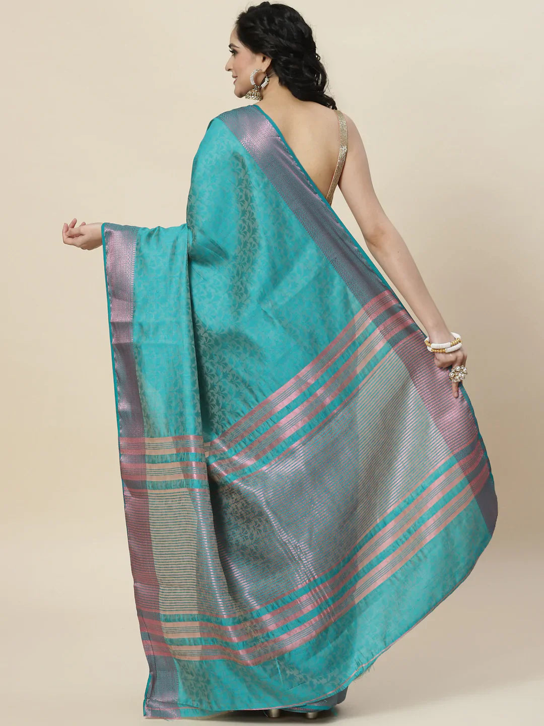 Plain Zari Border Handloom Woven Saree