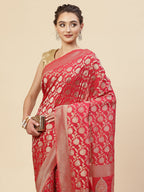 Floral Zari Jaal Georgette  Plain Saree