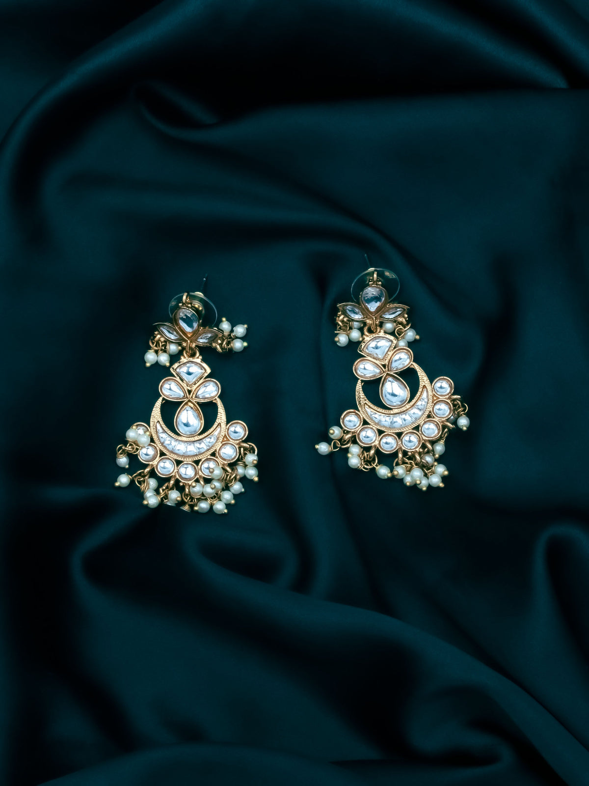 Gold & White Drop & Dangler Earrings