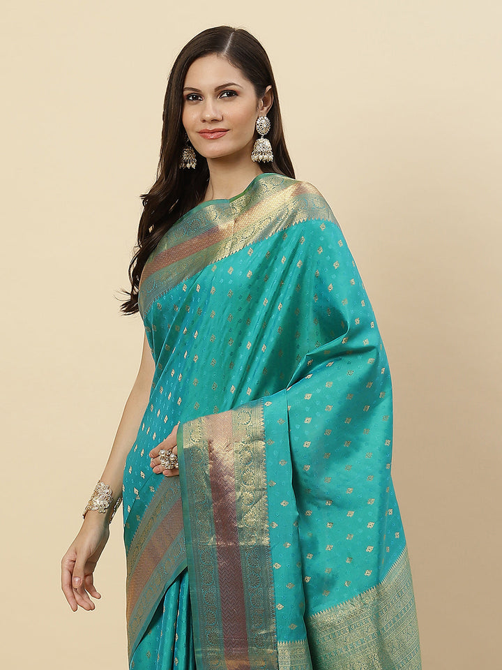 Resham Zari Border Booti Handloom Saree