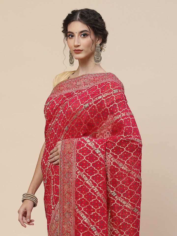 Gharchola Banarasi Embroidered Saree