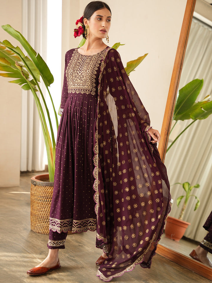 Sequin Embroidered Cotton Kurta With Pants &amp; Dupatta