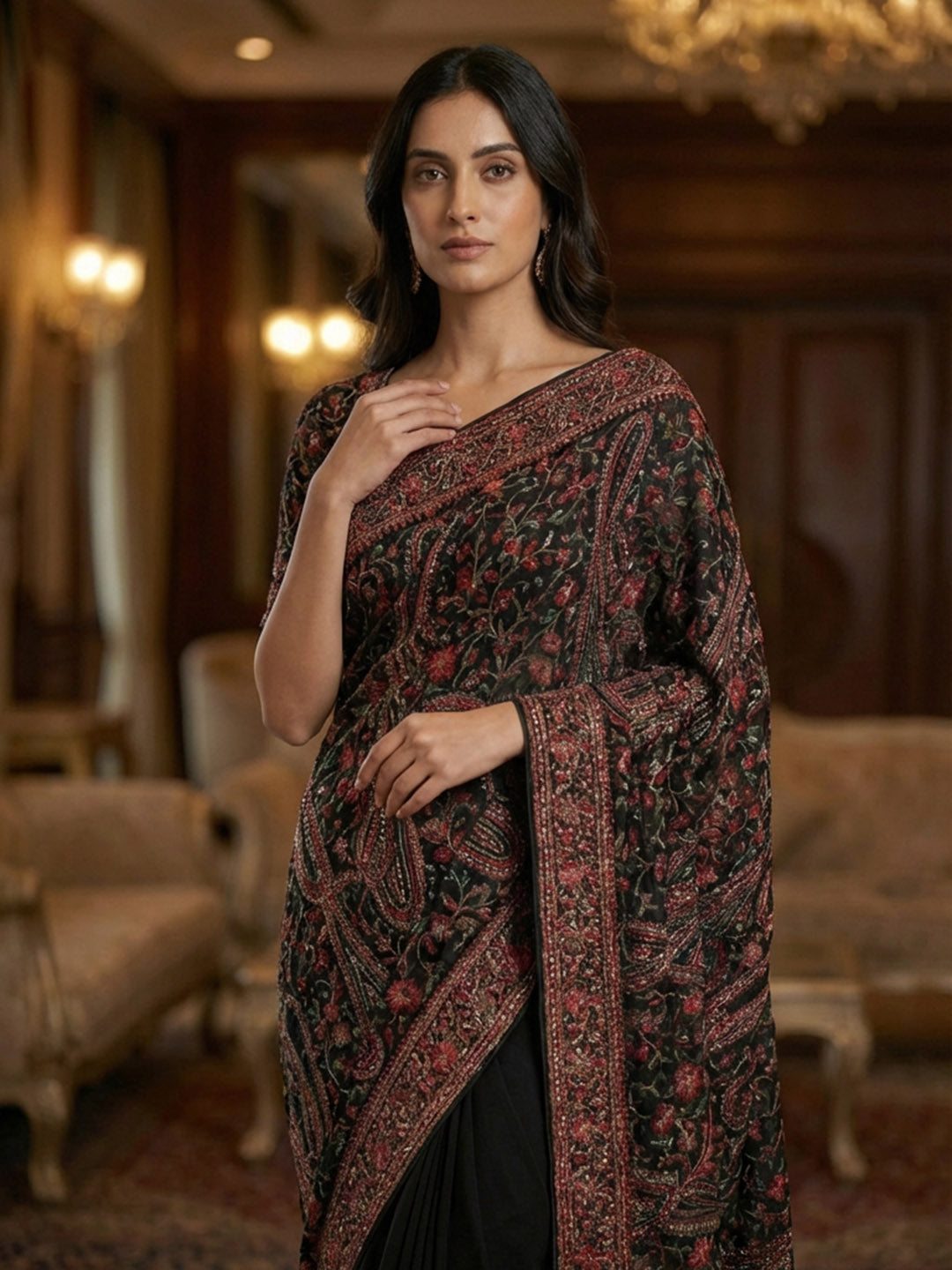 Embroidered Georgette Saree