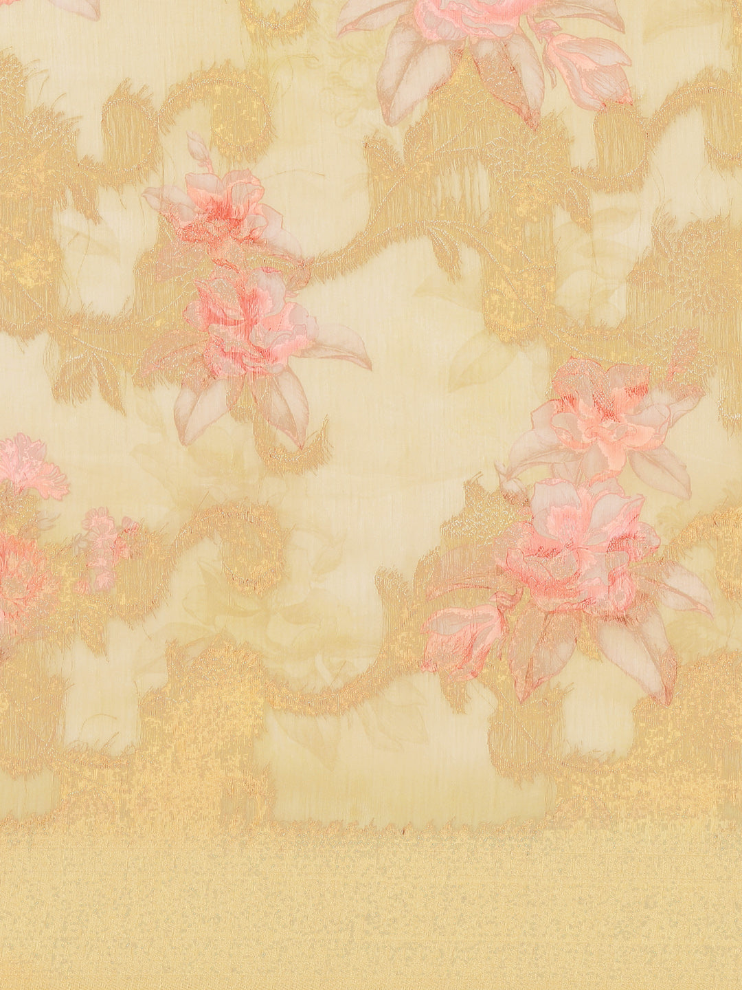 Digital Floral Printed Banarasi Pallu Cotton Chanderi Saree