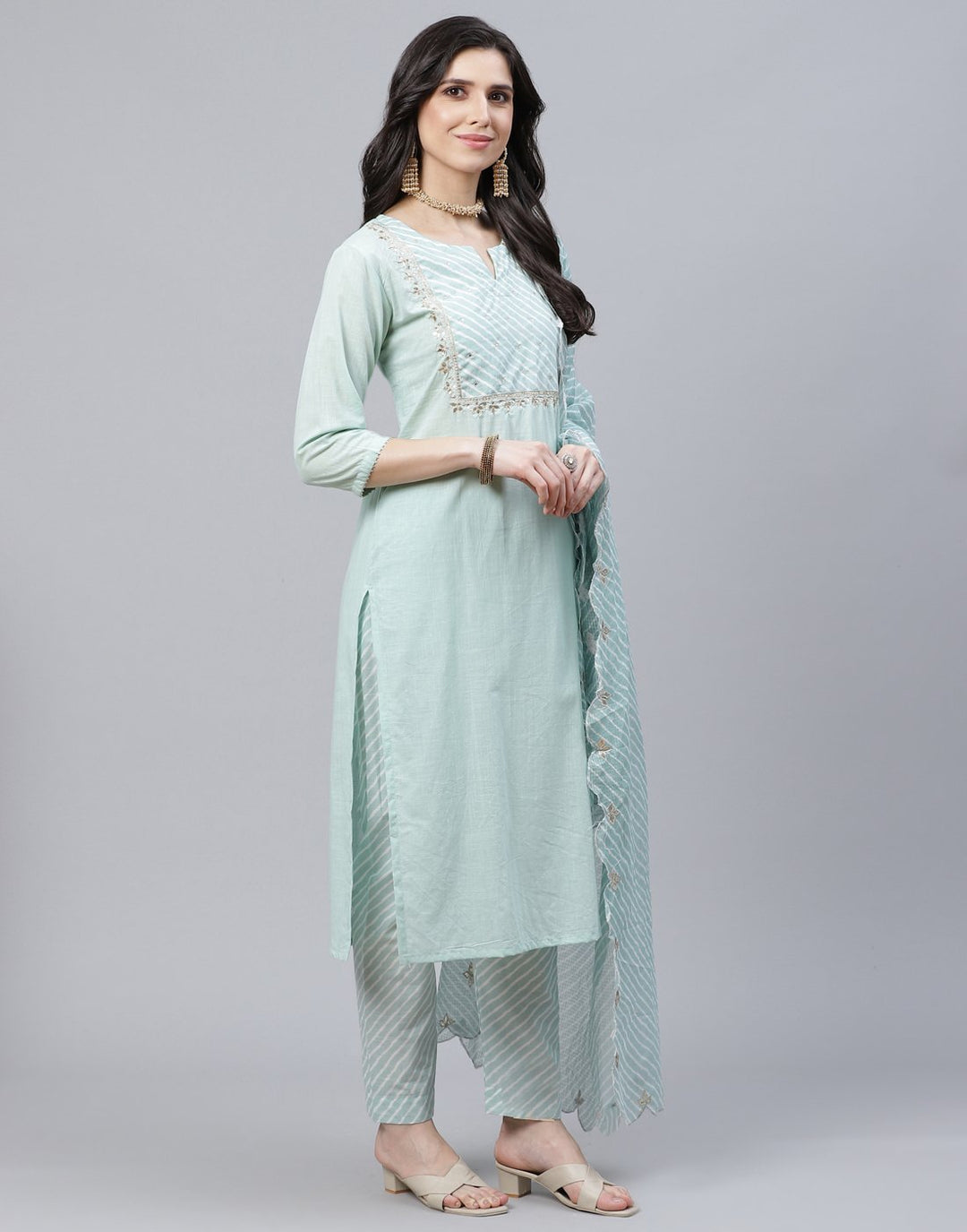 Straight Cotton Salwar Kameez Stitched Suit
