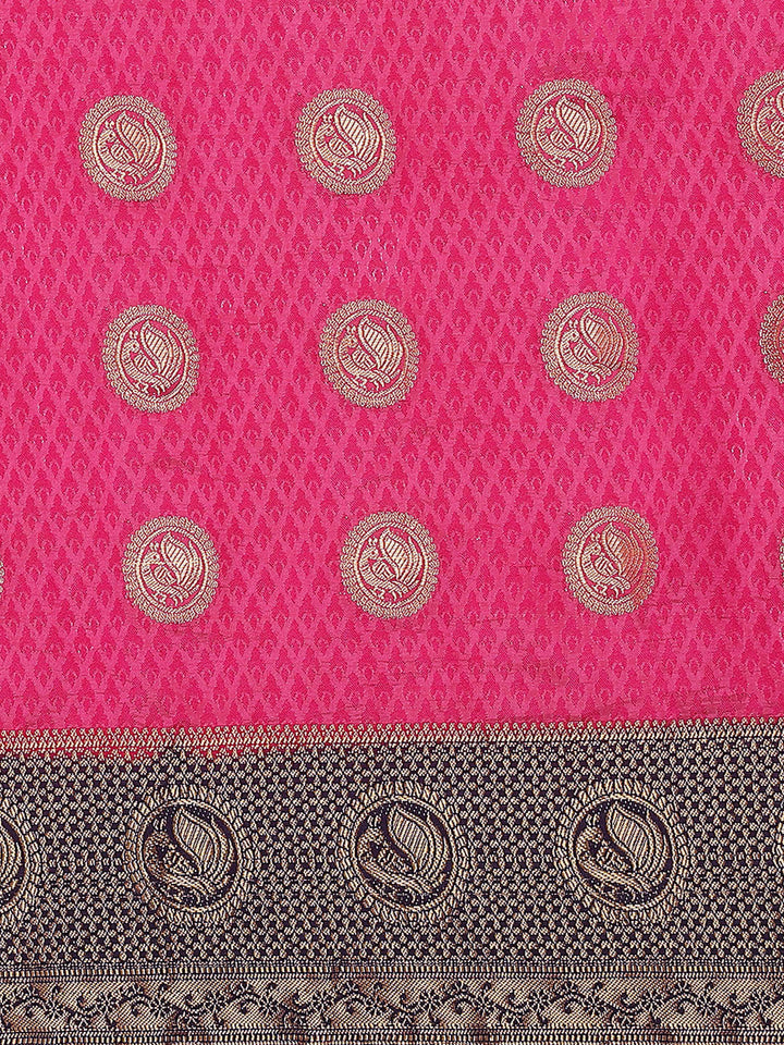 Zari Border Booti Art Handloom Woven Saree