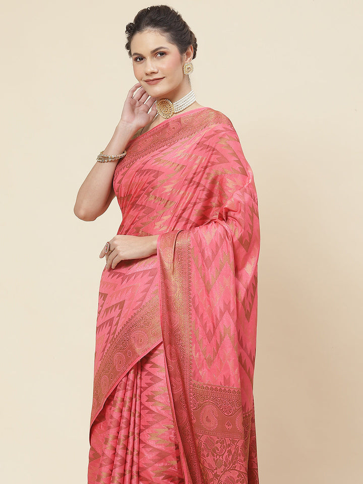 Leheriya Pattern Woven Handloom Saree