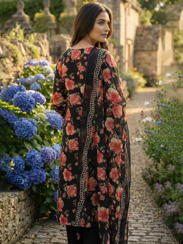 Printed Cotton Blend Kurta With Pant &amp; Dupatta